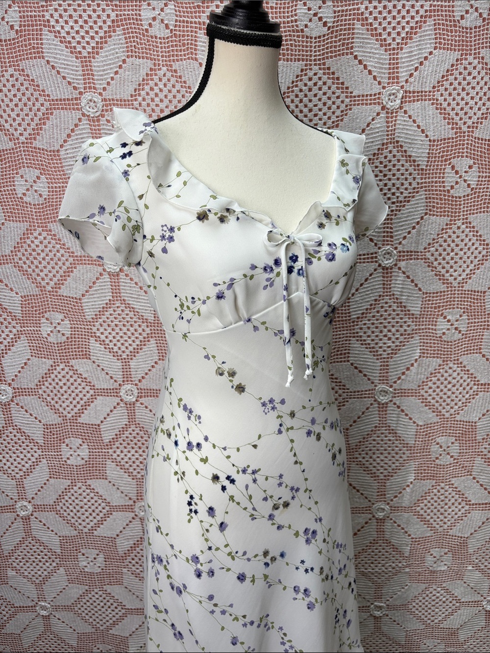 Just Choon Floral Ruffle Midi Dress Size 5 - Picture 10 of 11
